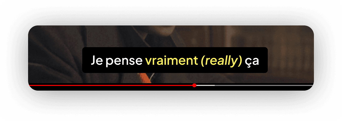 Netflix subtitle with an unknown word translated inline by Bingy